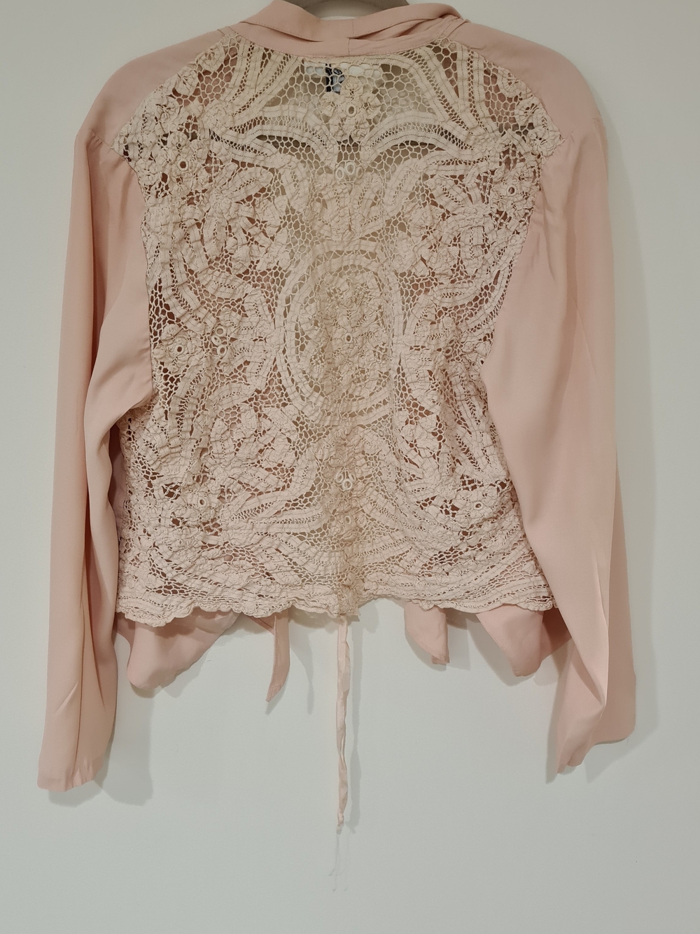 Vintage Pink Wild Rose Women 2 Piece Dress & Crochet Laced Back Jacket Size 14 - Picture 8 of 16